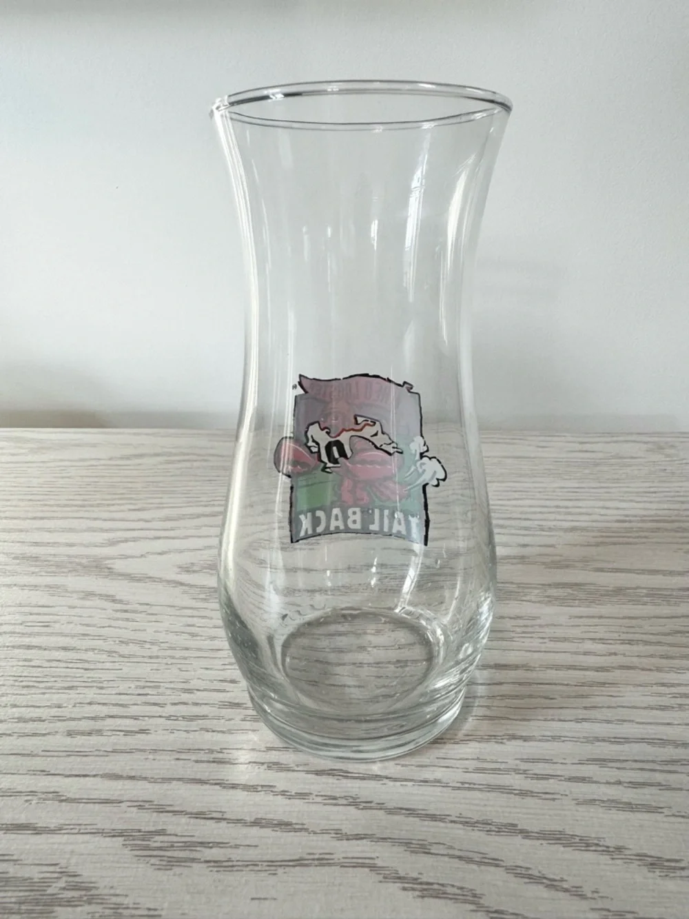 Vintage Red Lobster Tail Back Football Hurricane Cocktail Glass 7” Tall
